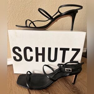 SCHUTZ Ameena Black Strappy Heels size 9